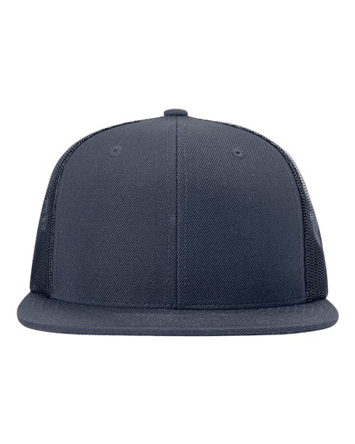 Wool Blend Flat Bill Trucker Cap - Front - B09195650