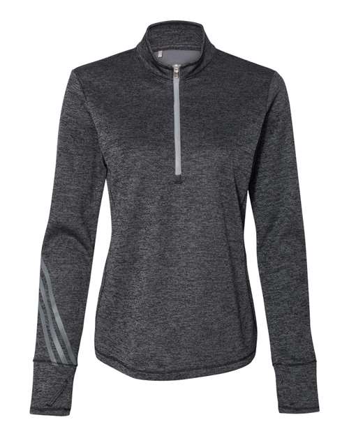 Women's Brushed Terry Heathered Quarter-Zip Pullover - Front - B12153507