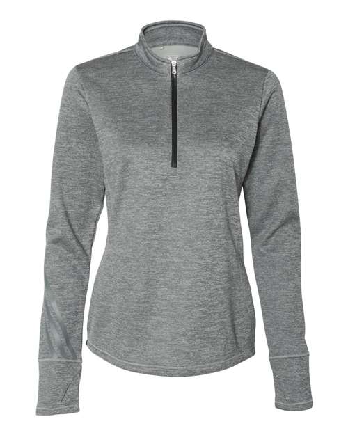 Women's Brushed Terry Heathered Quarter-Zip Pullover - Front - B12153353