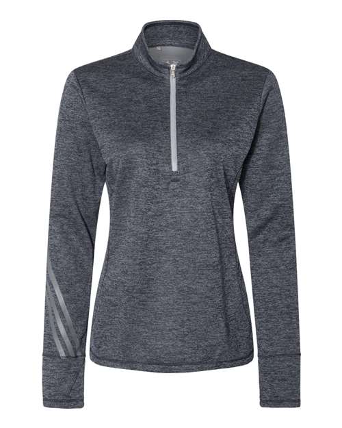 Women's Brushed Terry Heathered Quarter-Zip Pullover - Front - B12153653