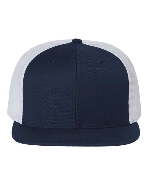 Wool Blend Flat Bill Trucker Cap - Front - B09195010