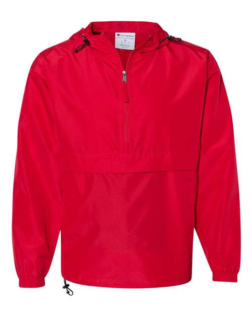 Hooded Packable Quarter-Zip Jacket - Front - B63284706