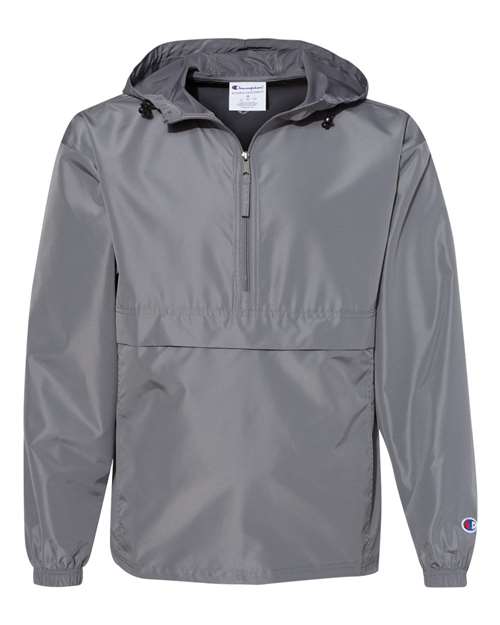 Hooded Packable Quarter-Zip Jacket - Front - B63284585