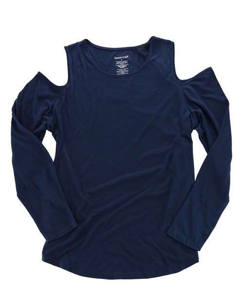 Women's Cold Shoulder Long Sleeve T-Shirt - Front - B11903654