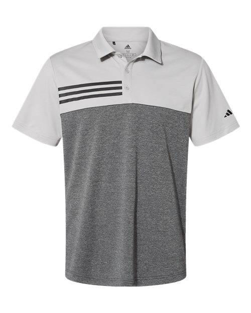 Heathered Colorblocked 3-Stripes Polo - Front - B03753503