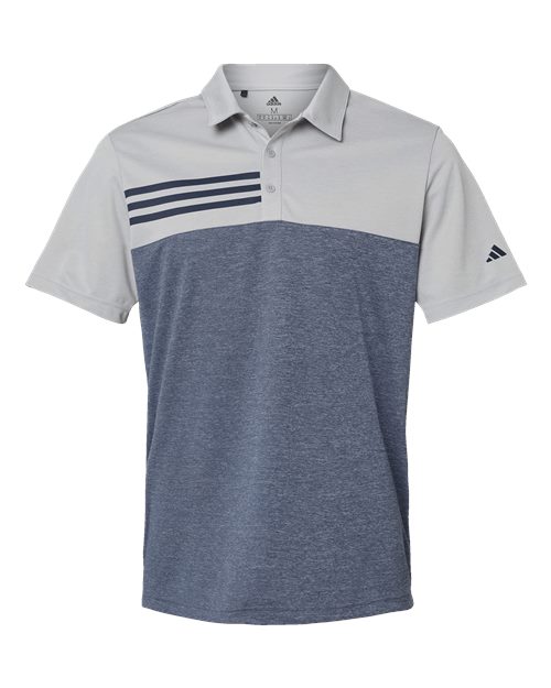 Heathered Colorblocked 3-Stripes Polo - Front - B03753093