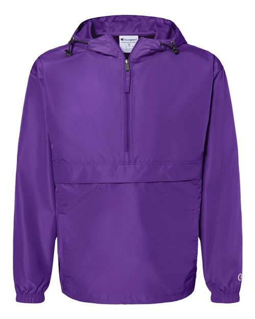 Hooded Packable Quarter-Zip Jacket - Front - B63284677