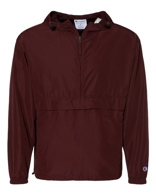 Hooded Packable Quarter-Zip Jacket - Front - B63284533