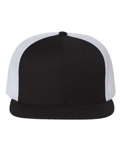 Wool Blend Flat Bill Trucker Cap - Front - B09195500