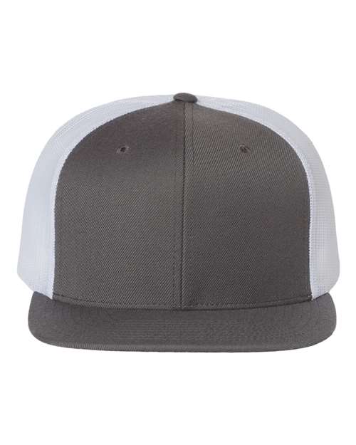 Wool Blend Flat Bill Trucker Cap - Front - B09195020