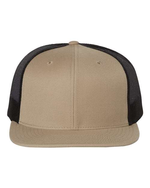 Wool Blend Flat Bill Trucker Cap - Front - B09195240