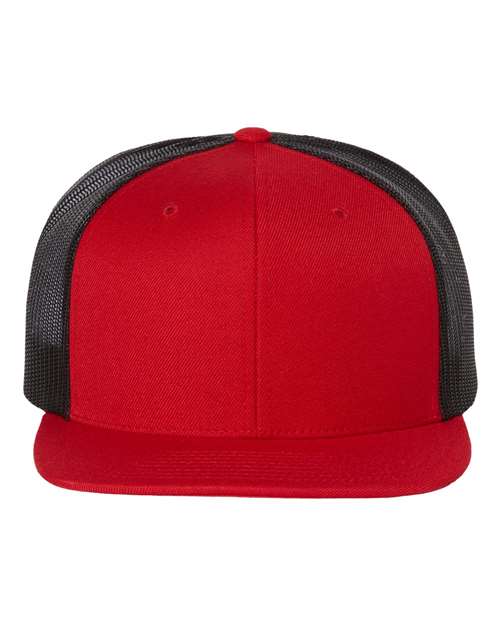 Wool Blend Flat Bill Trucker Cap - Front - B09195700