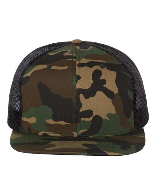Wool Blend Flat Bill Trucker Cap - Front - B09195980