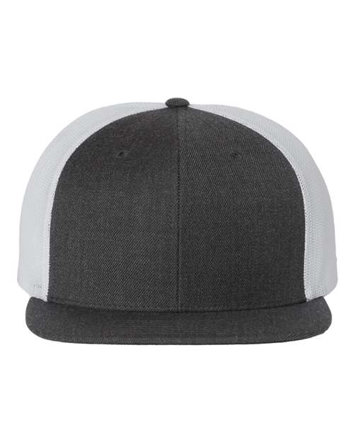 Wool Blend Flat Bill Trucker Cap - Front - B09195080