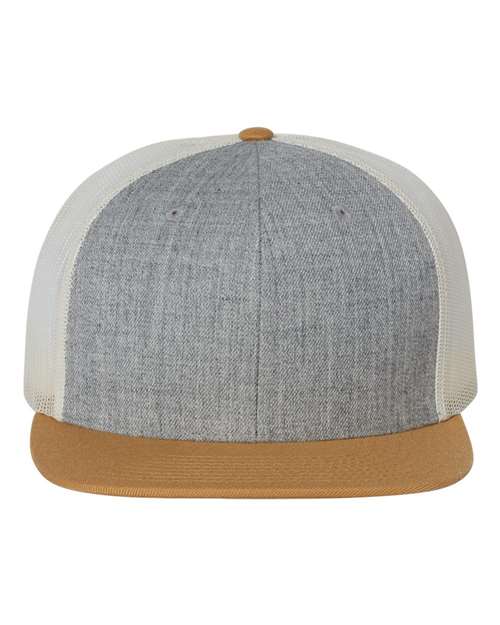 Wool Blend Flat Bill Trucker Cap - Front - B09195070
