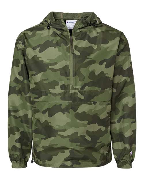Hooded Packable Quarter-Zip Jacket - Front - B63284645