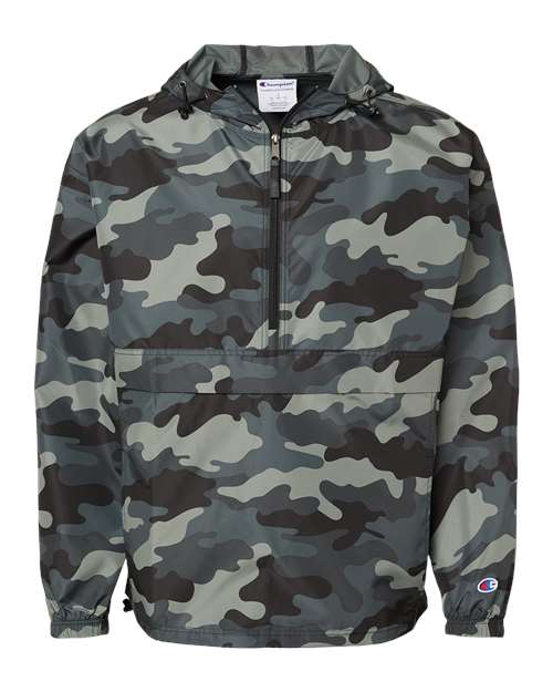 Hooded Packable Quarter-Zip Jacket - Front - B63284136