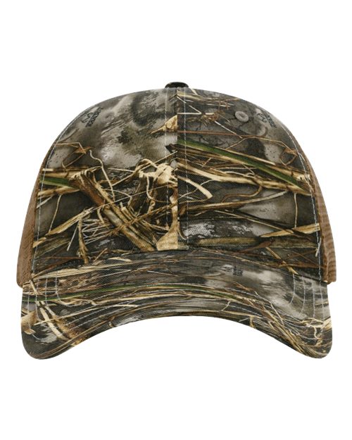 Garment Washed Printed Trucker Cap - Front - B49295470