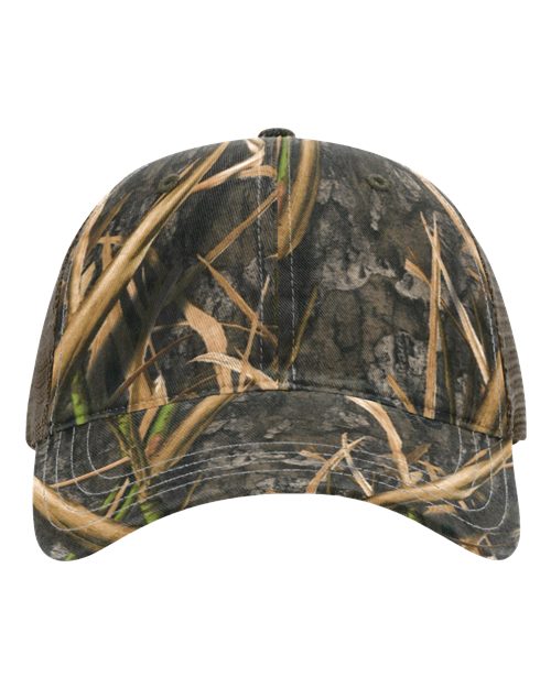 Garment Washed Printed Trucker Cap - Front - B49295480