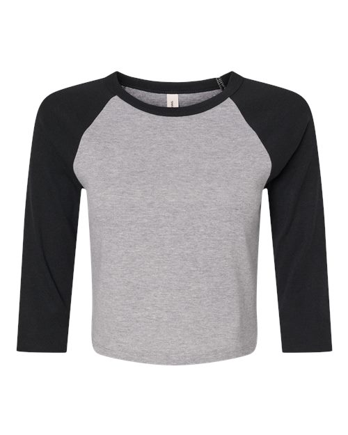 Women's Micro Rib 3/4 Raglan Sleeve Baby Tee - Front - B15906592