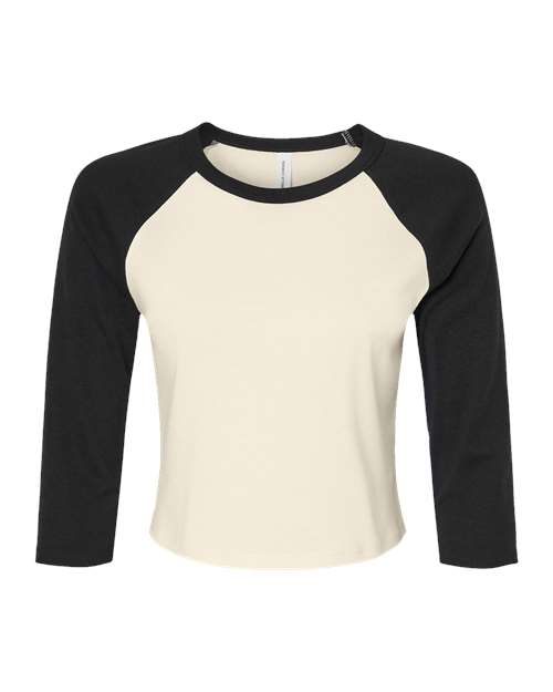 Women's Micro Rib 3/4 Raglan Sleeve Baby Tee - Front - B15906243