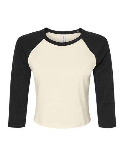 Women's Micro Rib 3/4 Raglan Sleeve Baby Tee - Front - B15906243