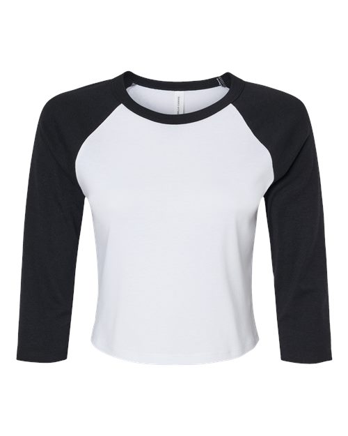 Women's Micro Rib 3/4 Raglan Sleeve Baby Tee - Front - B15906004