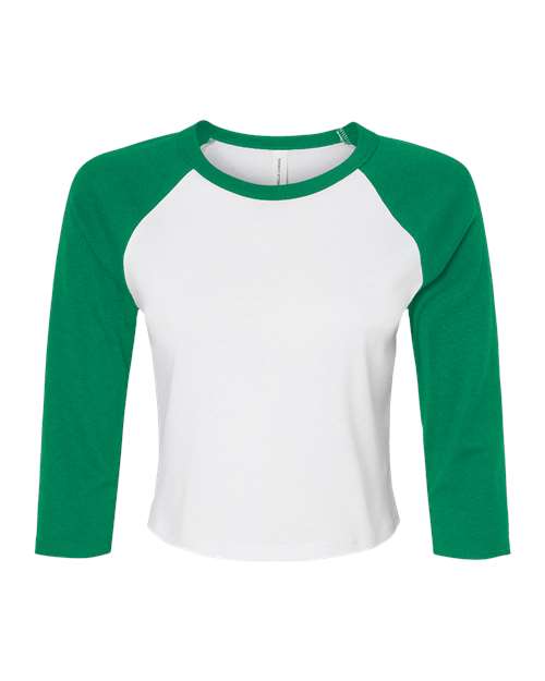 Women's Micro Rib 3/4 Raglan Sleeve Baby Tee - Front - B15906016