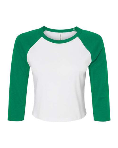 Women's Micro Rib 3/4 Raglan Sleeve Baby Tee - Front - B15906016