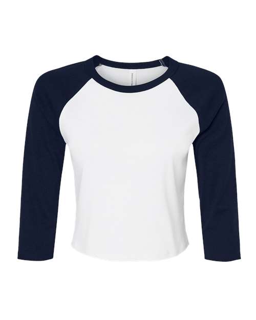 Women's Micro Rib 3/4 Raglan Sleeve Baby Tee - Front - B15906504