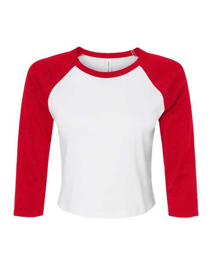 Women's Micro Rib 3/4 Raglan Sleeve Baby Tee - Front - B15906107