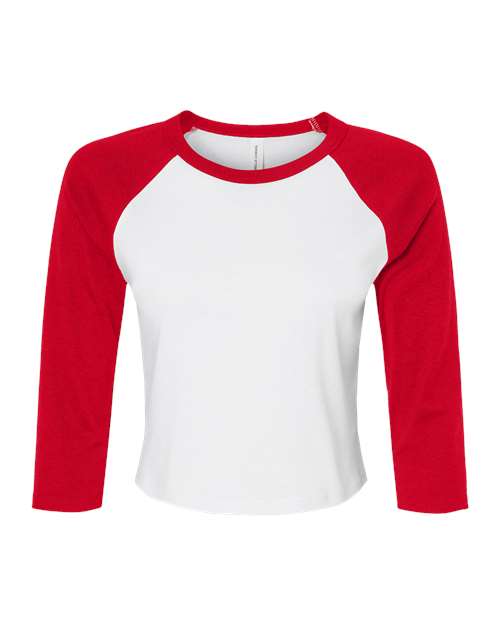 Women's Micro Rib 3/4 Raglan Sleeve Baby Tee - Front - B15906106