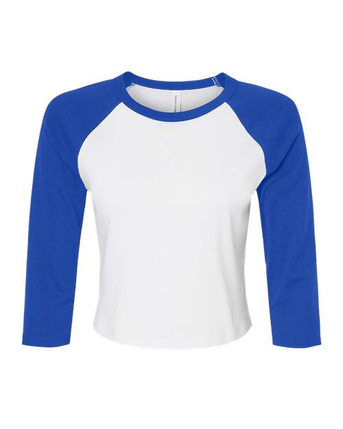 Women's Micro Rib 3/4 Raglan Sleeve Baby Tee - Front - B15906116