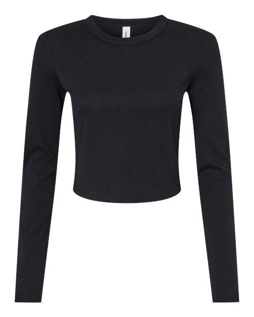 Women's Micro Rib Long Sleeve Baby Tee - Front - B16106512
