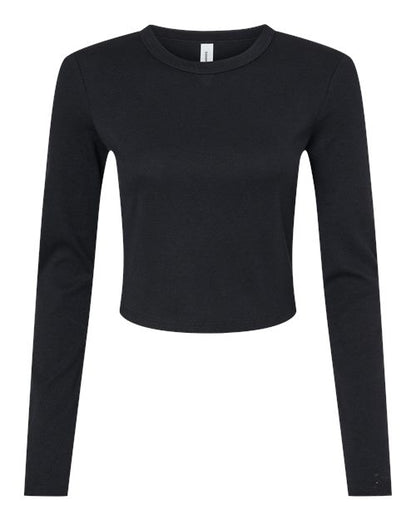 Women's Micro Rib Long Sleeve Baby Tee - Front - B16106517