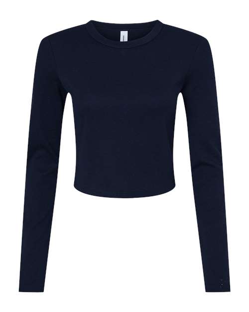Women's Micro Rib Long Sleeve Baby Tee - Front - B16106652