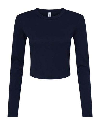 Women's Micro Rib Long Sleeve Baby Tee - Front - B16106653