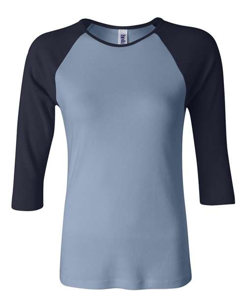 Women’s 1X1 Baby Rib Raglan Three-Quarter Sleeve Tee - Front - B54806263