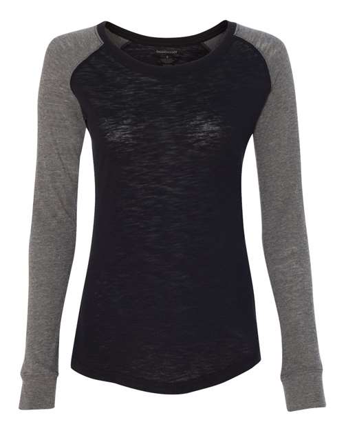 Women’s Preppy Patch Slub Long Sleeve T-Shirt - Front - B71003502