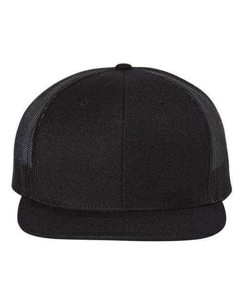 Wool Blend Flat Bill Trucker Cap - Front - B09195400
