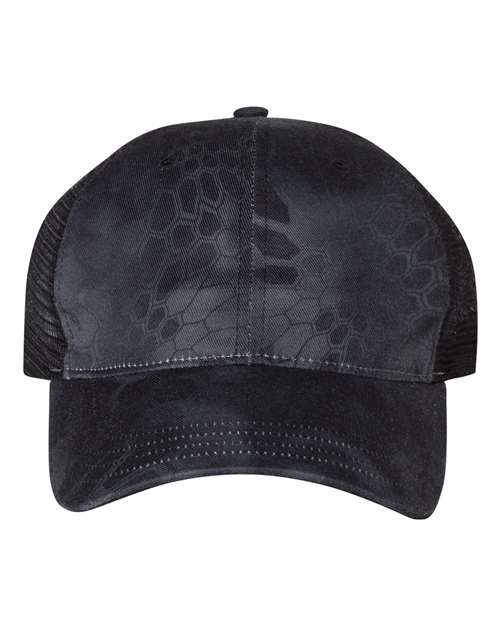 Garment Washed Printed Trucker Cap - Front - B49295930