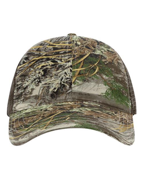 Garment Washed Printed Trucker Cap - Front - B49295630