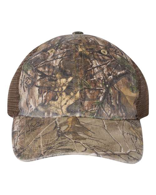 Garment Washed Printed Trucker Cap - Front - B49295980