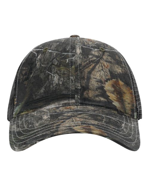 Garment Washed Printed Trucker Cap - Front - B49295100