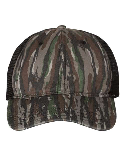 Garment Washed Printed Trucker Cap - Front - B49295970