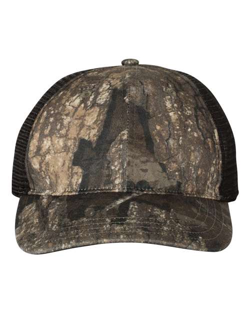 Garment Washed Printed Trucker Cap - Front - B49295960