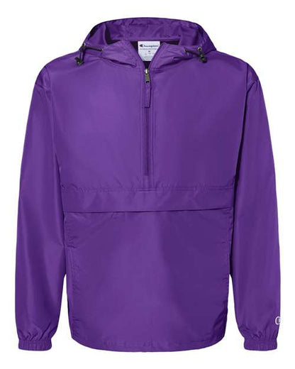 Hooded Packable Quarter-Zip Jacket - Front - B63284674